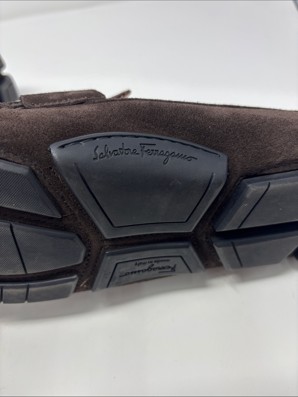 Salvatore Ferragamo | Men's Dark Brown Suede Dress Loafers 10.5 D - Picture 8 of 11